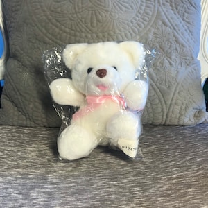 Orsetto di peluche bianco - Vintage - Blair - Peluche - Naso a forma di cuore marrone - 7&quot;