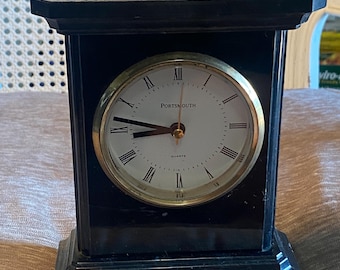 Vintage Black Marble Desk Clock: Bank of America Quartz Mantel Clock
