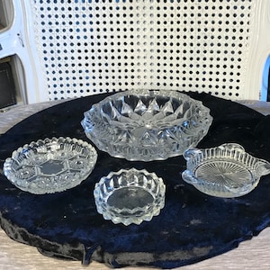 Vintage Lead Crystal Ashtrays - Set of 4 - Cut Glass Designs