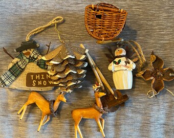 Nature Ornaments - Vintage - 1980s-1990s - "Woodland" Christmas Tree Ornaments - FREE SHIPPING!