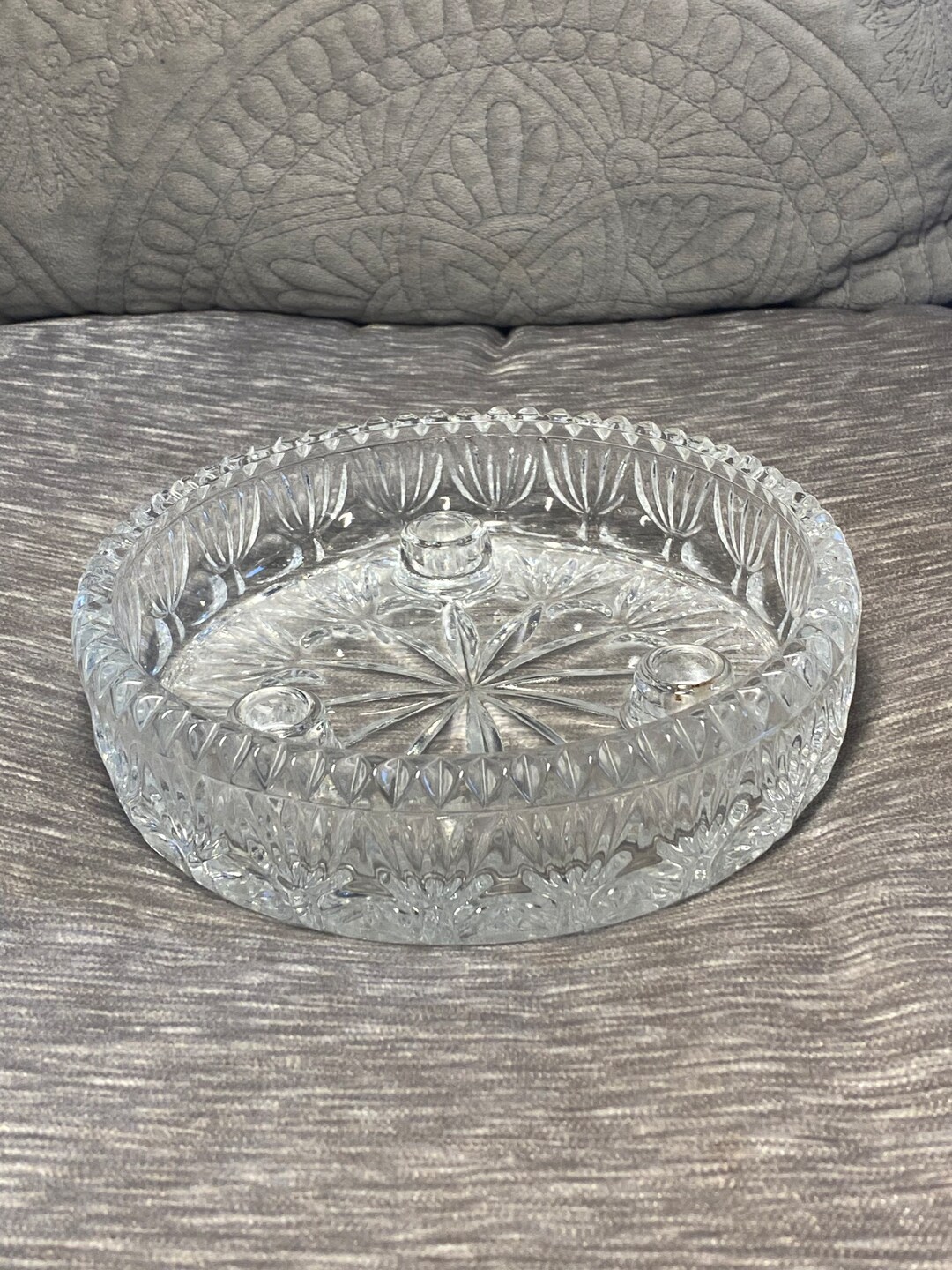 Vintage 1980's Princess House Taper Candle Holder Three Candles Heavy