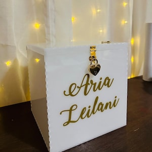 Gepersonaliseerde acrylkaartendoos, geldcadeauhouder voor quinceañera, verjaardags- of huwelijkscadeau