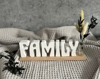 Family | Familie | Holzleiste | Trockenblumen | Raysin | Mitbringsel | Geschenk