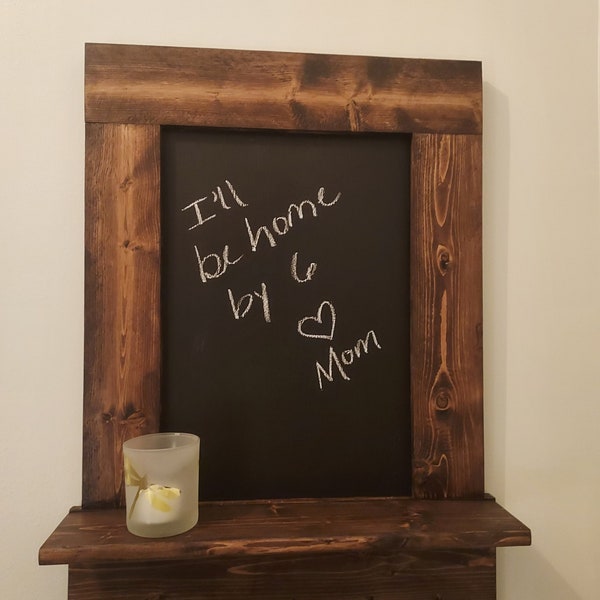 Rustic chalkboard key holder - Chalkboard with shelf - Farmhouse style chalkboard