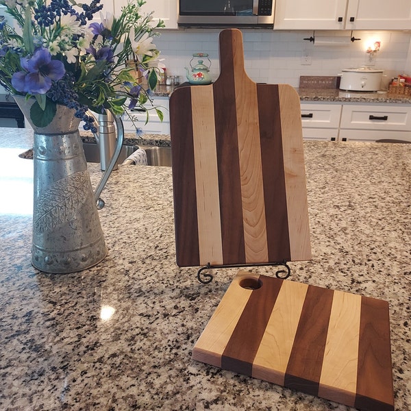 Striped hardwood cutting board, two sizes
