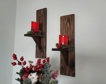 Rustic wall sconces | Farmhouse-style candle holders