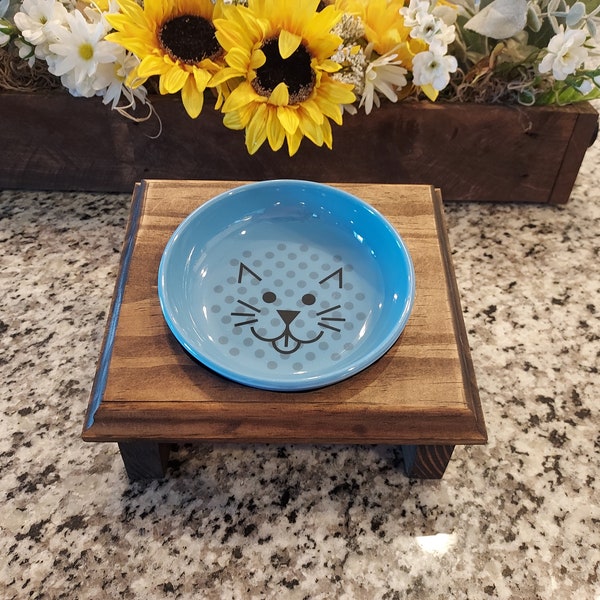 Wooden Elevated Cat Bowl Stand Etsy