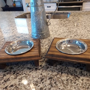 Raised cat bowl stand | Rustic wood cat feeder| Single cat feeder