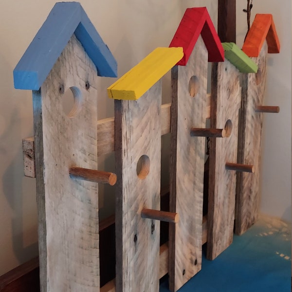 Rustic birdhouse rack | Birdhouse wall decor | Birdhouse key rack | Birdhouse hat rack |