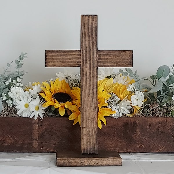 Rustic wood cross | Tabletop cross | Decorative wooden cross | Christian decor