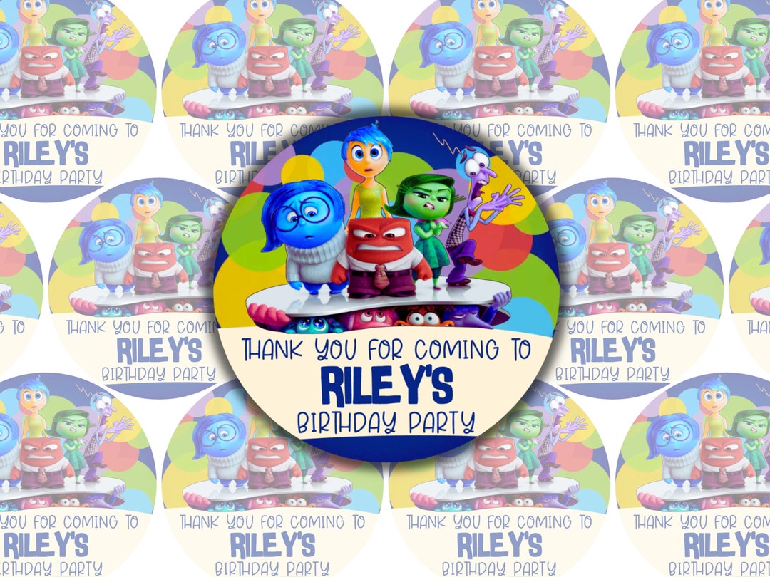 Happy Riley Sticker Inside Out 15 Inside Out Themed Personalised Party Bag Stickers Thank You for ...