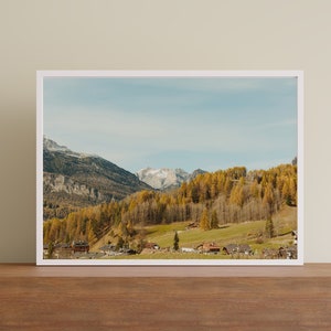 Dolomites Print,Fall Art, Fall Colors Print, Mountain Landscape Photography, Stunning Landscape, Dolomites Print, Wilderness Art, Cabin Art