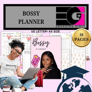 Bossy Planner with Inspirational Quotes, Habit Tracker, Goal Setting Planner, Productivity Journal, Motivational Gift, To Do List