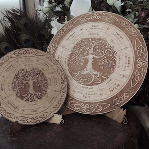 Yggdrasil | Tree of Life | Dryad Tree of Life | Solstice Wheel of the year | Pagan Calendar | Sabbats & Esbats Altar Tile