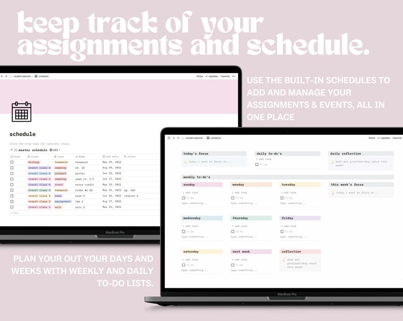 Student Planner for Notion, College Notion Template, Assignment Tracker ...