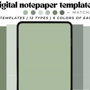 Green Digital Notepaper Templates, Aesthetic GoodNotes Notepaper, Sage Student Notebook, Digital Notebook, College Notebook, Digital Paper