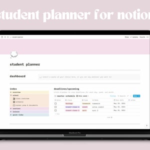 Student Planner For Notion, College Notion Template, Assignment Tracker, Digital Planner, School Digital Notion Planner (DIGITAL DOWNLOAD)