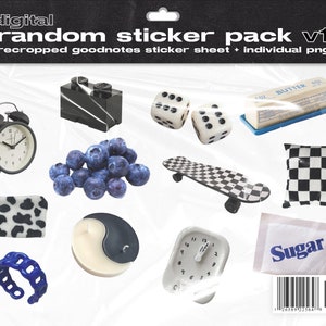 Digital Sticker Pack, Goodnotes Stickers, Blue Aesthetic Journal Stickers, Korean Sticky Notes, Korean Notebook Stickers (DIGITAL DOWNLOAD)