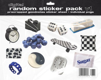 Digital Sticker Pack, Goodnotes Stickers, Blue Aesthetic Journal Stickers, Korean Sticky Notes, Korean Notebook Stickers (DIGITAL DOWNLOAD)