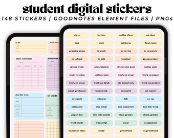 Digitale Studenten Sticker, Pastel College Study Sticker, Pastel Student Digital Sticker für GoodNotes, Digitales Memo (DIGITAL DOWNLOAD)