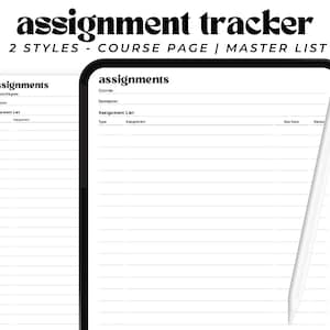 Digital Assignment Tracker, GoodNotes Notepaper, Student Homework List, Digital Notebook , College Notebook, Digital Paper