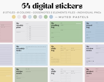 Pastel Digital Stickers, Aesthetic Digital Sticky Notes, Planner Stickers, Goodnotes To-Do List Stickers,  Digital To Do (DIGITAL DOWNLOAD)