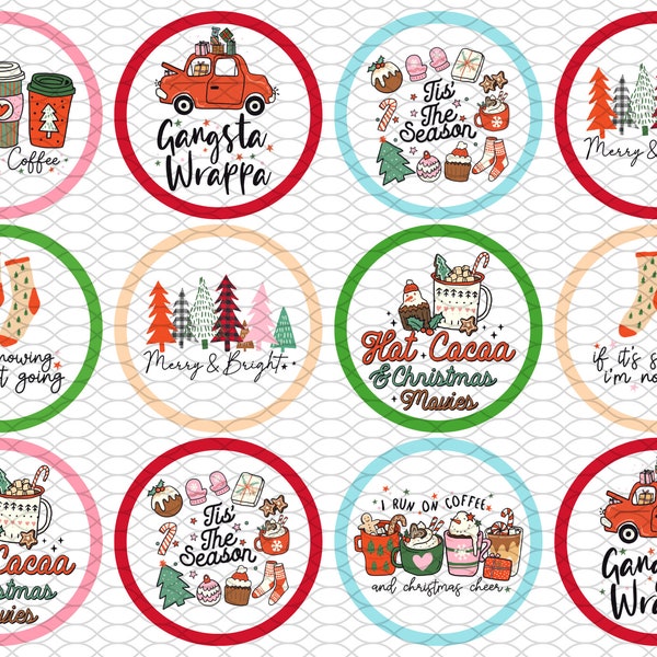 Instant Download. Christmas cupcake toppers, Digital print, Printable cupcake toppers, christmas cupcake toppers