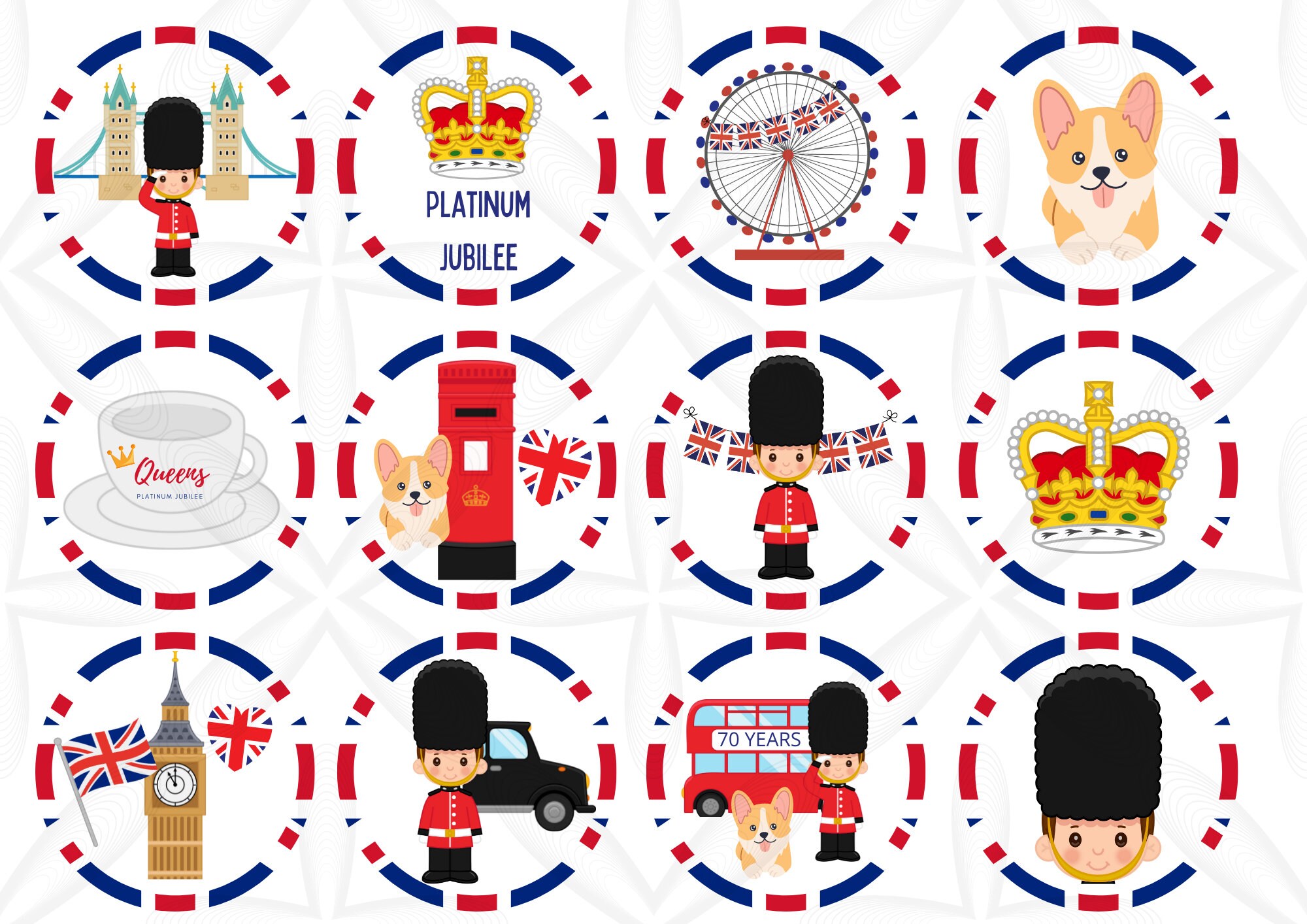 Instant Download. Jubilee Cupcake Toppers Digital Print Etsy UK