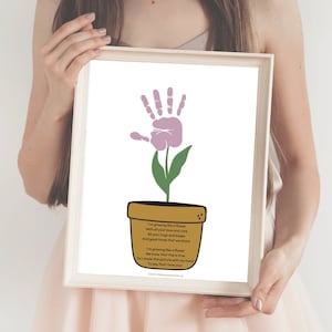 Mother's Day Flower Pot Handprint Art, Mommy Handprint Art, Gift for Mom from Kids Toddler, Keepsake Craft DIY Gift Card, Print Ready PDF