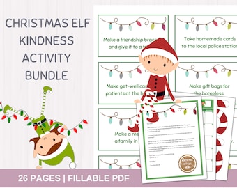 Christmas Elf Printable Prop Activity Bundle, Kindness Challenge, Elf Bundle, Elf Kit, Holiday Elf, Random Acts of Kindness