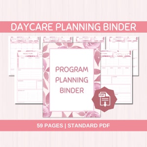 デイケア プログラム DIY プランナー、ピンクの花柄、毎日の計画バインダー、ホーム デイケア 幼稚園 チャイルド ケア センター、印刷可能な PDF