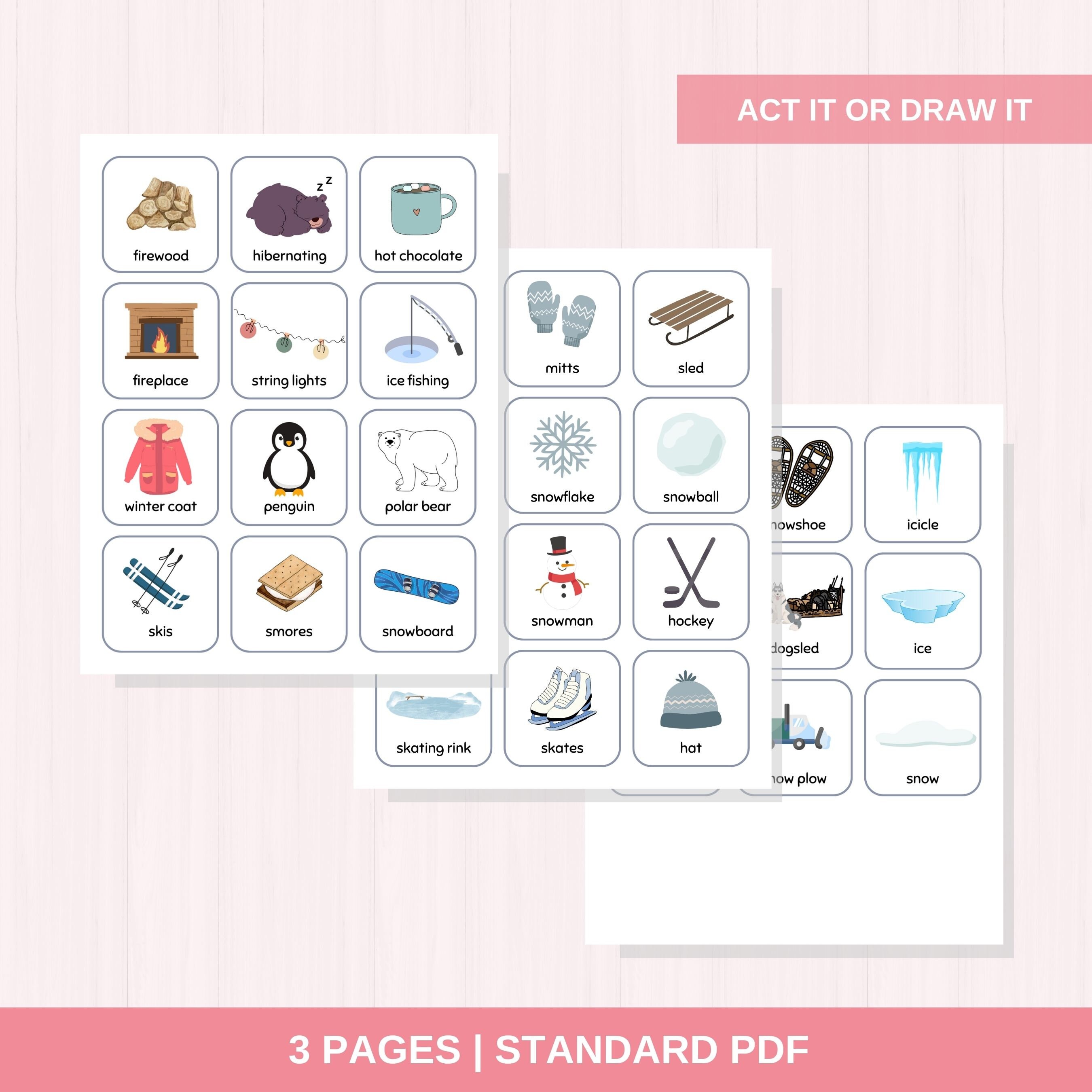 Children's Winter Charades | Family Fun Game | Printable Print and Play ...