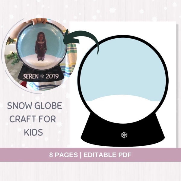 Snow Globe Winter Children's Craft | Preschool Kindergarten Activity | Editable PDF Template