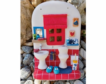 Handmade Miniature Ceramic Toilet for Bathroom  Door and Wall,Hand-painted Gift Idea for Bathroom, Bathroom Wall Hanging, Bathroom Wall Art