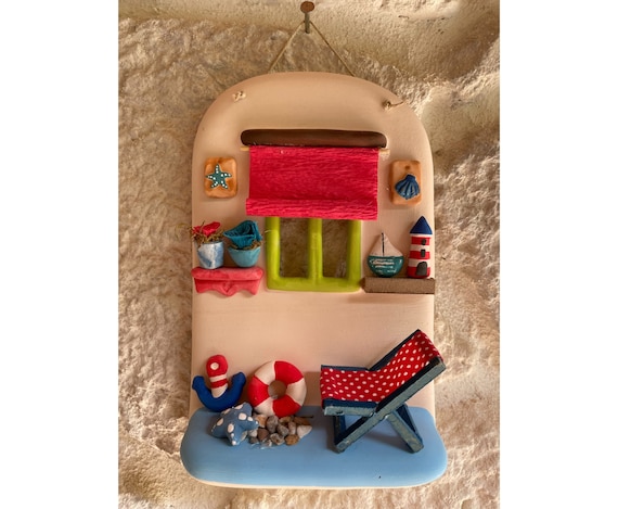 Handmade Ceramic Wall Hanging: Coastal Beach Decor (6x9 inches)