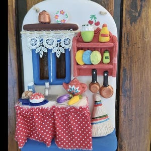Handmade Ceramic Miniature Blue Kitchen for Kitchen Wall,Terracotta Wall Hanging Decor from Turkey,Gift Idea for Chefs,Gift for Mother