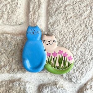 Blue Cat Ceramic Tile,Ceramic Coastal House Number,Blue Siamese Cat Ceramic Wall Hanging Art Ceramic Cat Hang The Pair On The Wall,Fine Arts