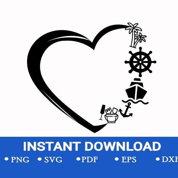 Cruise Anchor Heart Svg - Etsy