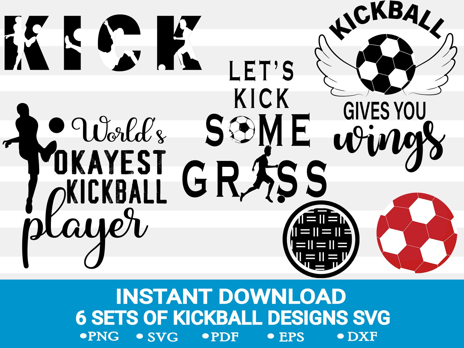 Kickball Svglet's Kick Some Grass Svgworld's Okayest Etsy