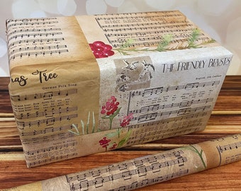 Vintage Christmas Songs Gift Wrapping Paper 24" x 20" inches / birthday, anniversary, fathers day, Birthday Gift Wrap Christmas 2023