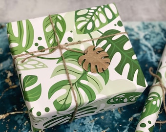 Tropical Monstera leaf, gift Wrapping paper, Botanical Gift Wrap, Tropical Wrapping Paper, 20" x 24"