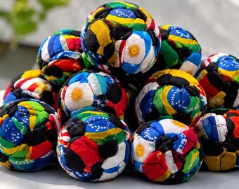 手作りのサッカーフラッグハッキーサック、フットバッグジャグリングボール、国際国旗ビーンバッグトイ