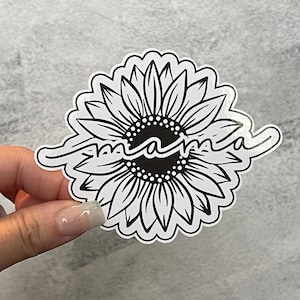 Sticker tournesol maman | Sticker tournesol | Autocollants imperméables en vinyle | Sticker bouteille d'eau | Cadeau pour maman