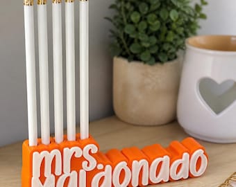 Portalápices personalizado con el nombre del profesor, letrero de escritorio personalizado impreso en 3D