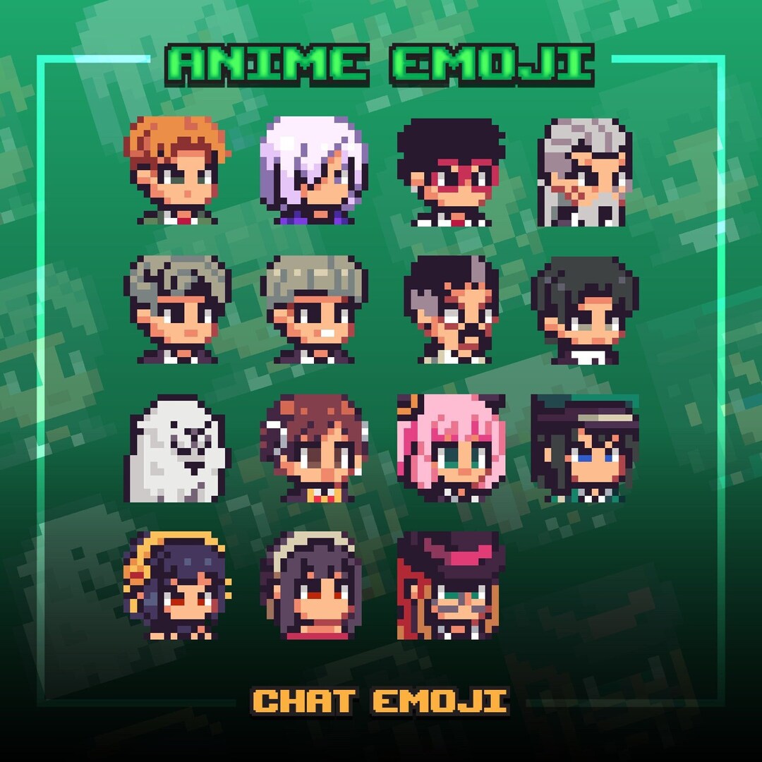 Anime Pixel Art Digital Emoji Twitch, Discord and Streamer Emotes Anime
