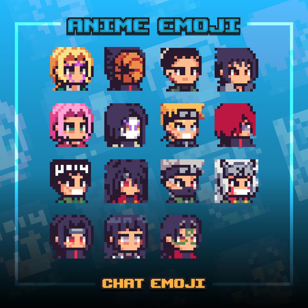 Anime Pixel Art Digital Emoji Twitch, Discord and Streamer Emotes Anime