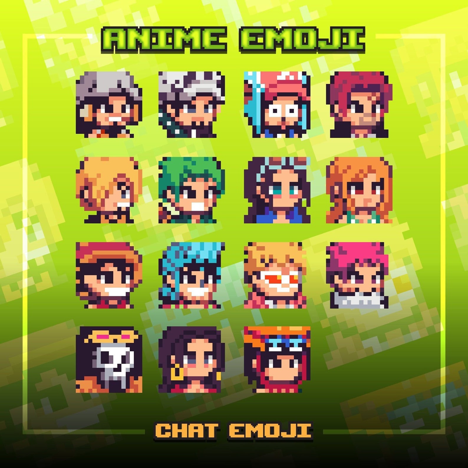 Anime Pixel Art Digital Emoji Twitch, Discord and Streamer Emotes Anime