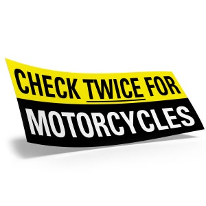 Check Twice For Motorcycles Bumper Sticker - Multiple Sizes by CheckTwice.org