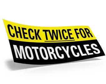 Check Twice For Motorcycles Bumper Sticker - Multiple Sizes by CheckTwice.org