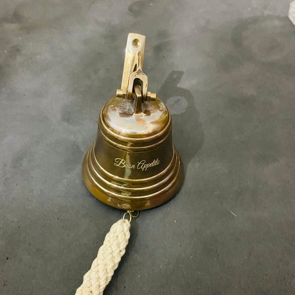 Personalized Antique Solid Brass Ship Bell Vintage Pub School Door bell Wall Mounted Bracket Nautical Marine time Gifts